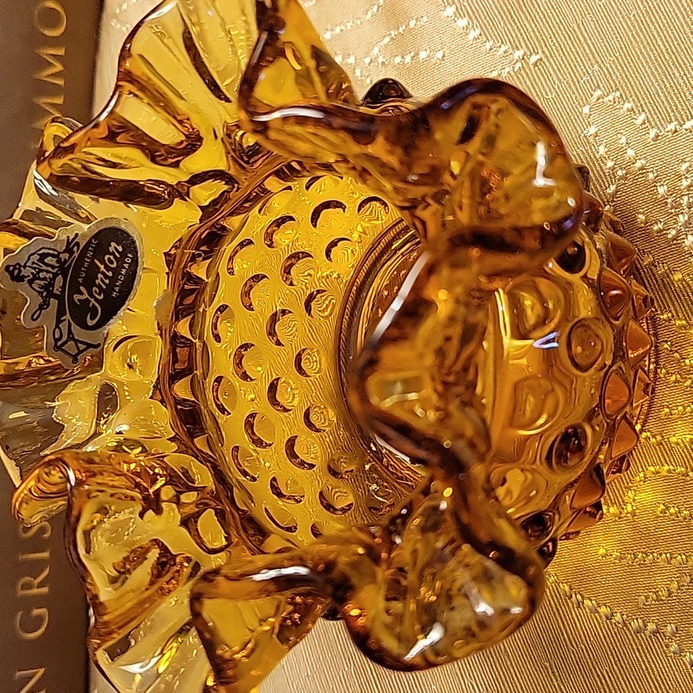 Fenton Hobnail Amber Gold Vase